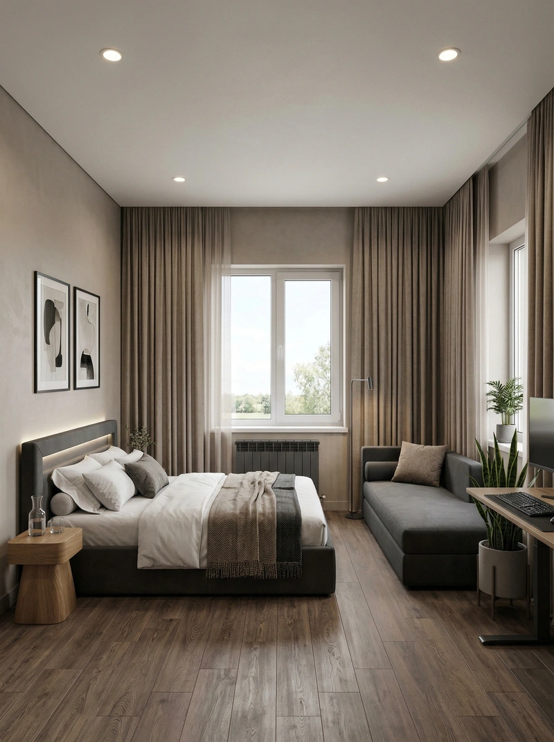 Дизайн спальни в стиле Минимализм — фото интерьера от нейросети RoomGPT