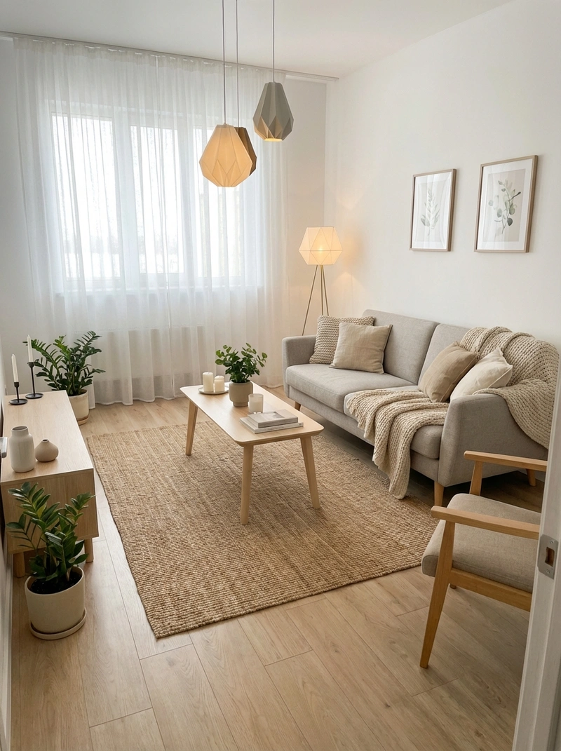 Дизайн интерьера в стиле Хюгге — Гостиная от нейросети RoomGPT