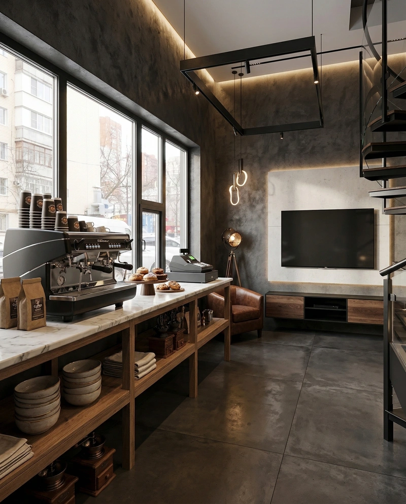 Дизайн гостиной в стиле Лофт — фото интерьера от нейросети RoomGPT