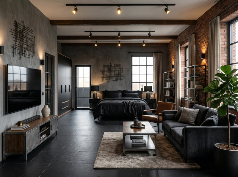 Дизайн гостиной в стиле Лофт — фото интерьера от нейросети RoomGPT
