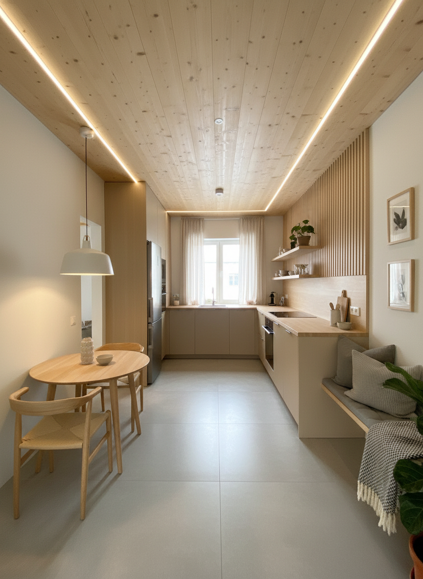 Дизайн кухни в стиле Хюгге — фото интерьера от нейросети RoomGPT