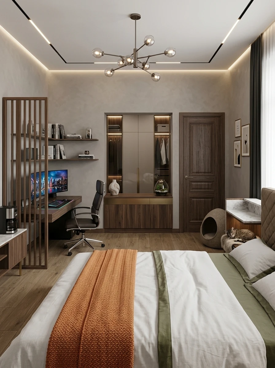 Дизайн кабинета в стиле Контемпорари — фото интерьера от нейросети RoomGPT