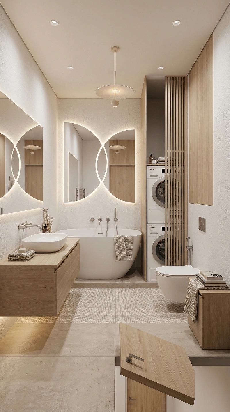 Дизайн ванной в стиле Сканди — фото интерьера от нейросети RoomGPT