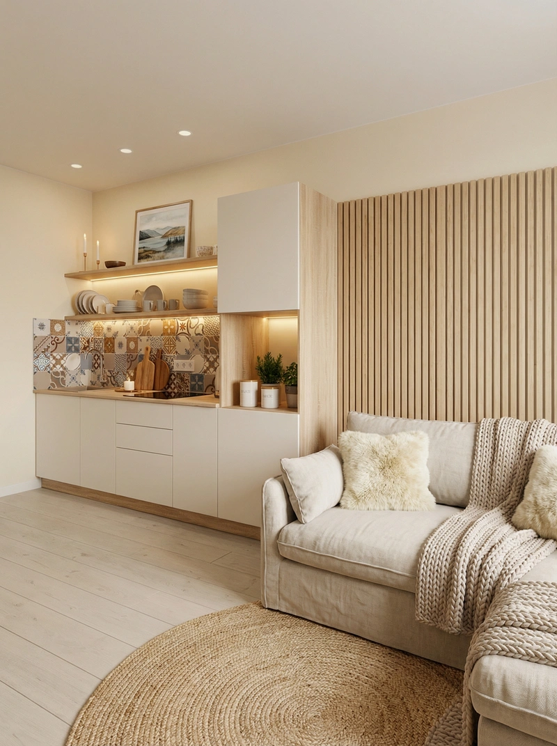 Дизайн интерьера в стиле Хюгге — Кухня от нейросети RoomGPT