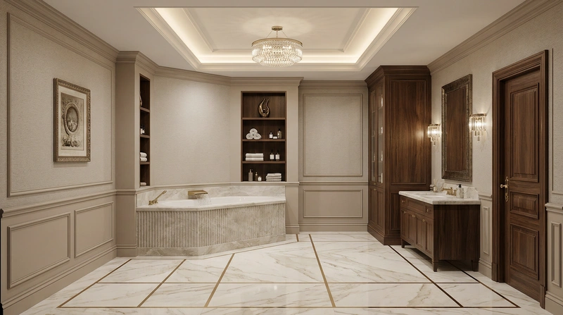 Дизайн интерьера в стиле Классика — Ванная от нейросети RoomGPT