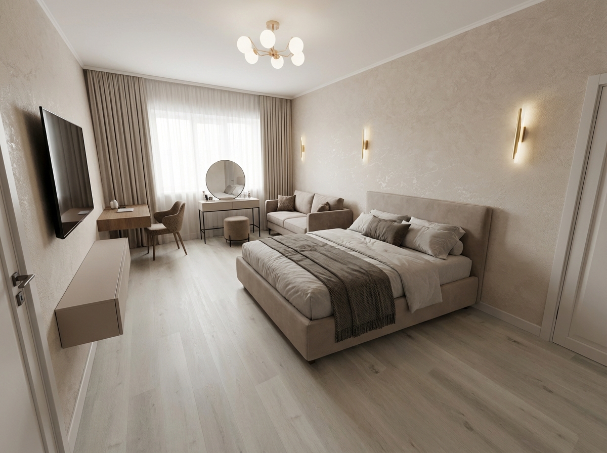 Дизайн спальни в стиле Минимализм — фото интерьера от нейросети RoomGPT