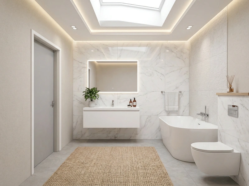 Дизайн ванной в стиле Сканди — фото интерьера от нейросети RoomGPT