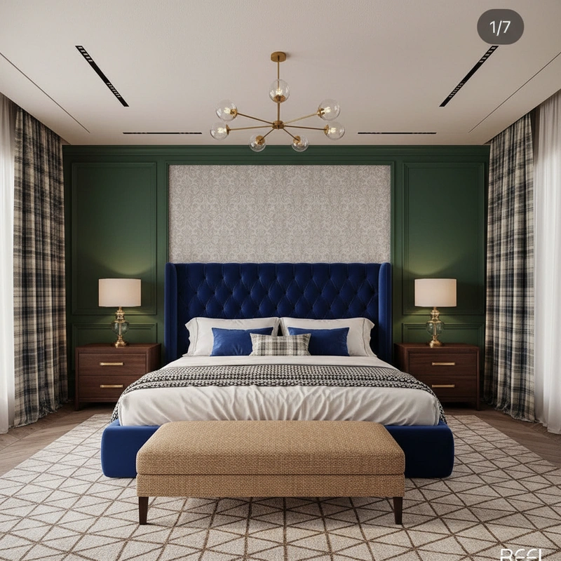 Дизайн спальни в стиле Британский — фото интерьера от нейросети RoomGPT