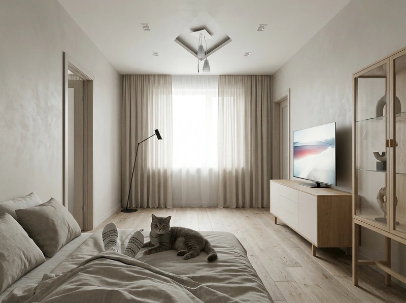 Дизайн интерьера в стиле Минимализм — Гостиная от нейросети RoomGPT