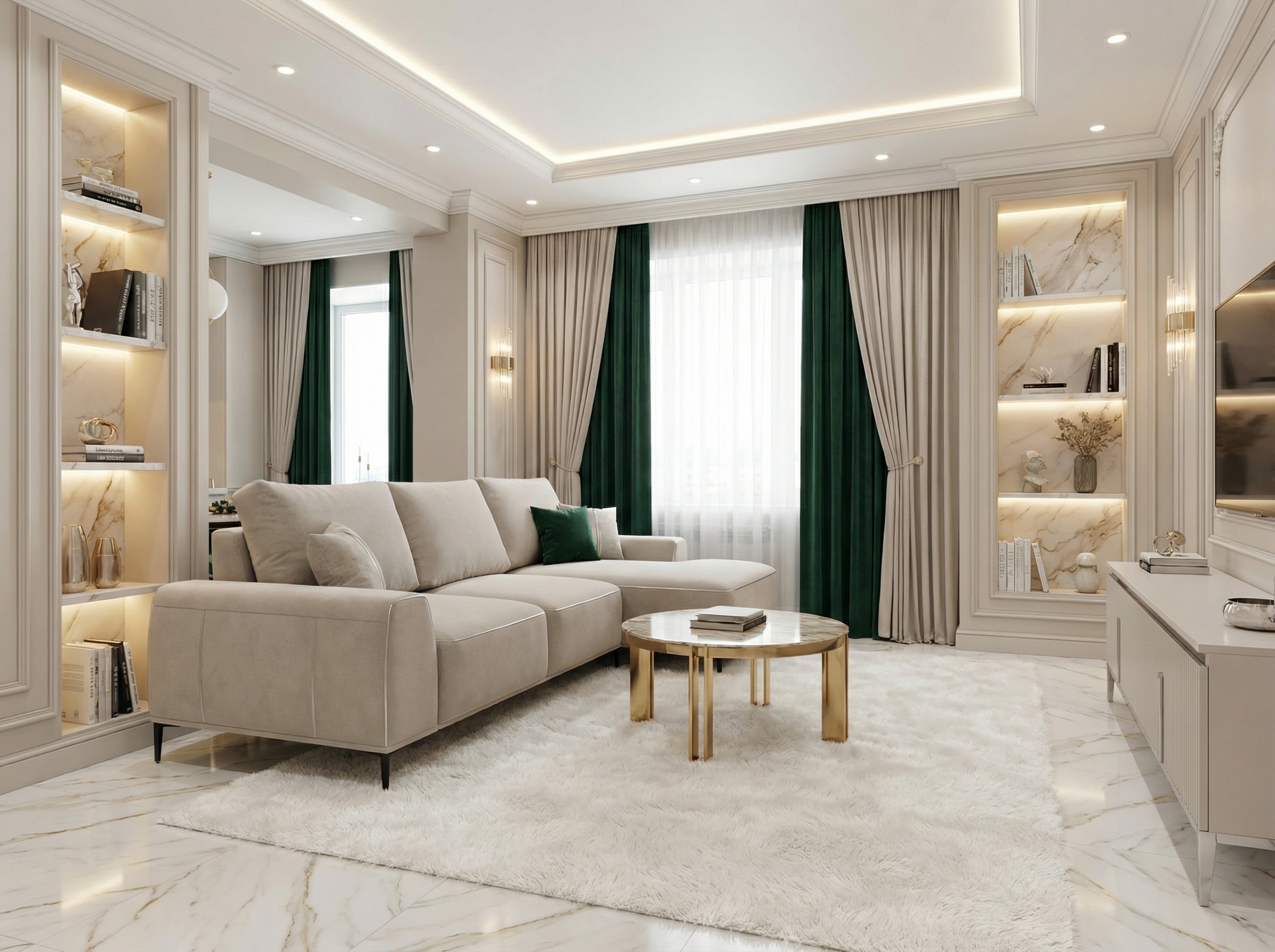 Дизайн гостиной в стиле Классика — фото интерьера от нейросети RoomGPT