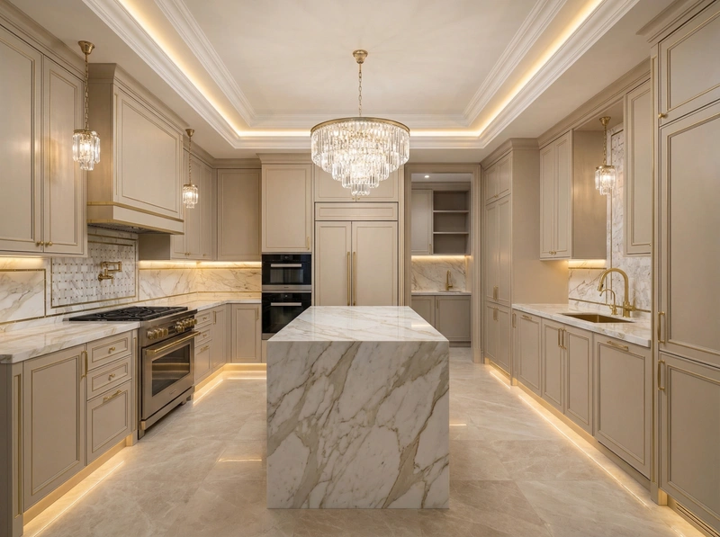Дизайн кухни в стиле Неоклассика — фото интерьера от нейросети RoomGPT