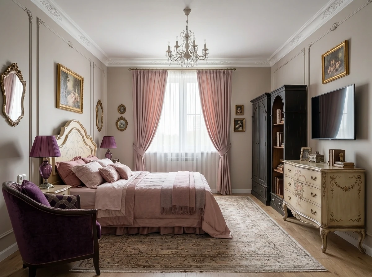 Дизайн спальни в стиле Эклектика — фото интерьера от нейросети RoomGPT
