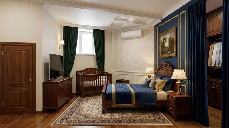 Дизайн спальни в стиле Классика — фото интерьера от нейросети RoomGPT