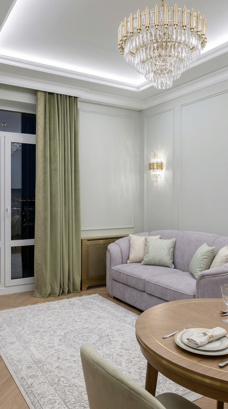 Дизайн гостиной в стиле Неоклассика — фото интерьера от нейросети RoomGPT