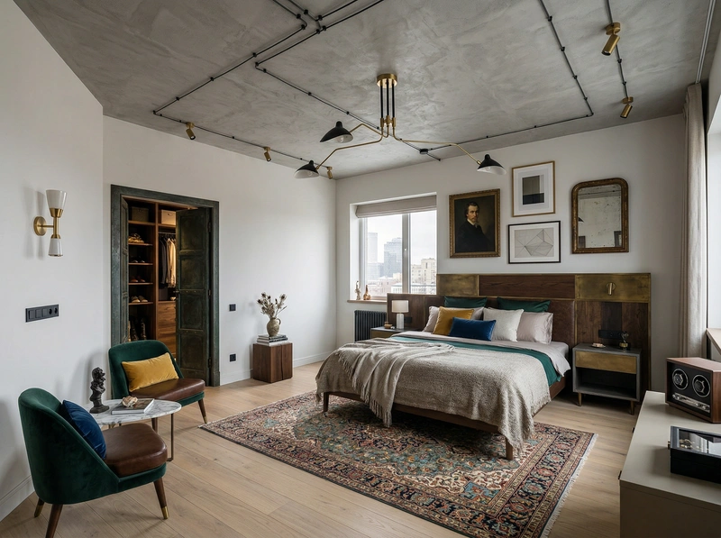 Дизайн интерьера в стиле Эклектика — Спальня от нейросети RoomGPT