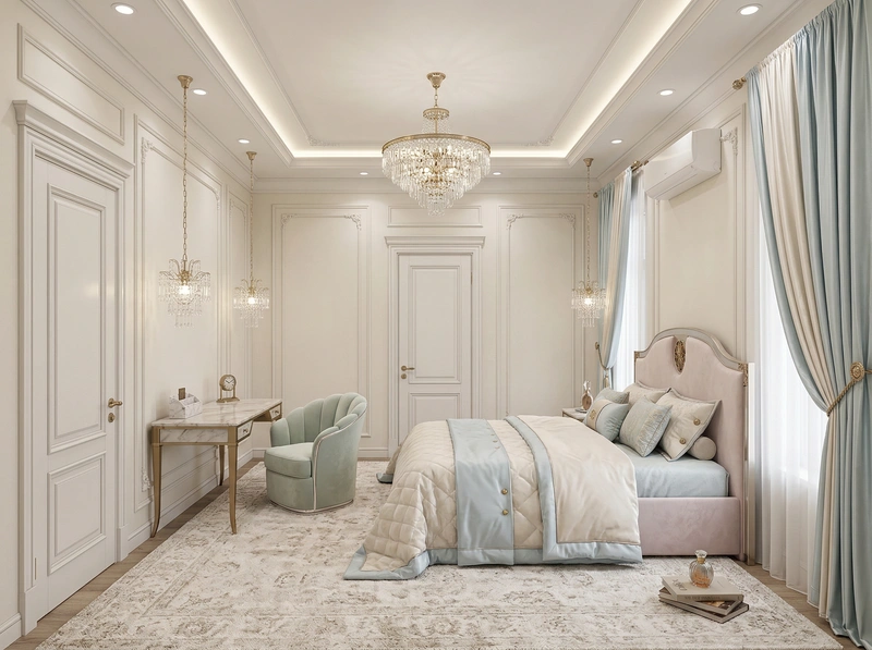 Дизайн интерьера в стиле Неоклассика — Спальня от нейросети RoomGPT