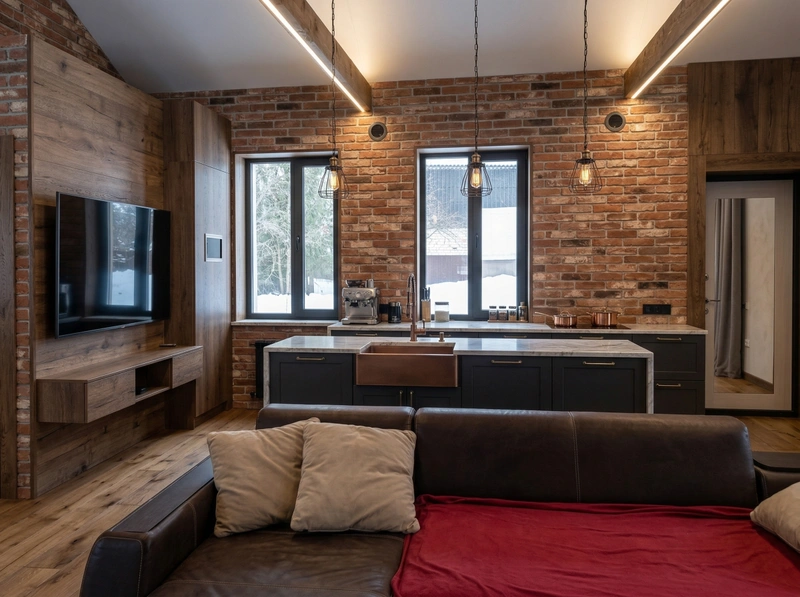 Дизайн кухни в стиле Лофт — фото интерьера от нейросети RoomGPT