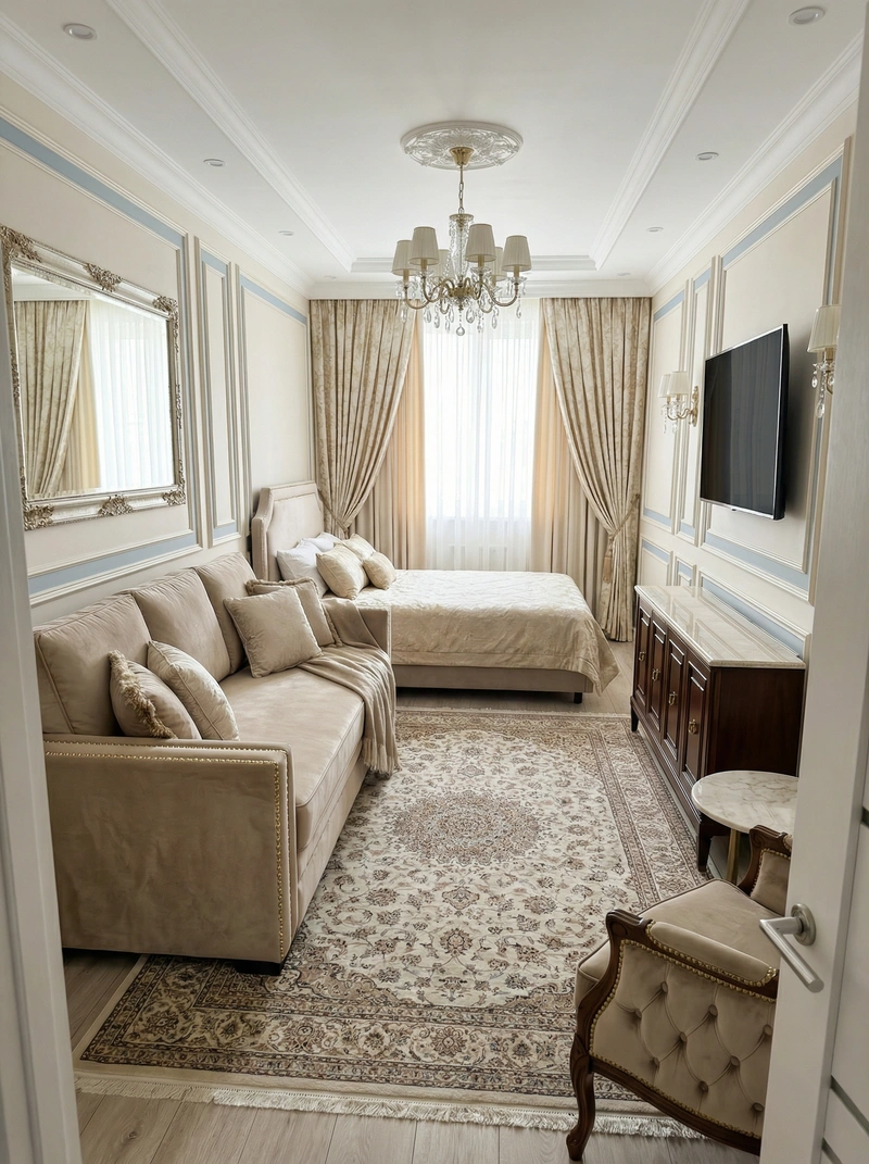 Дизайн интерьера в стиле Классика — Гостиная от нейросети RoomGPT