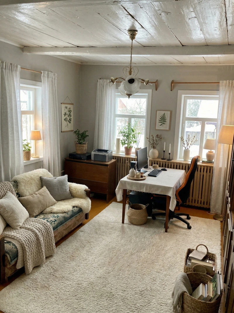 Дизайн интерьера в стиле Хюгге — Гостиная от нейросети RoomGPT