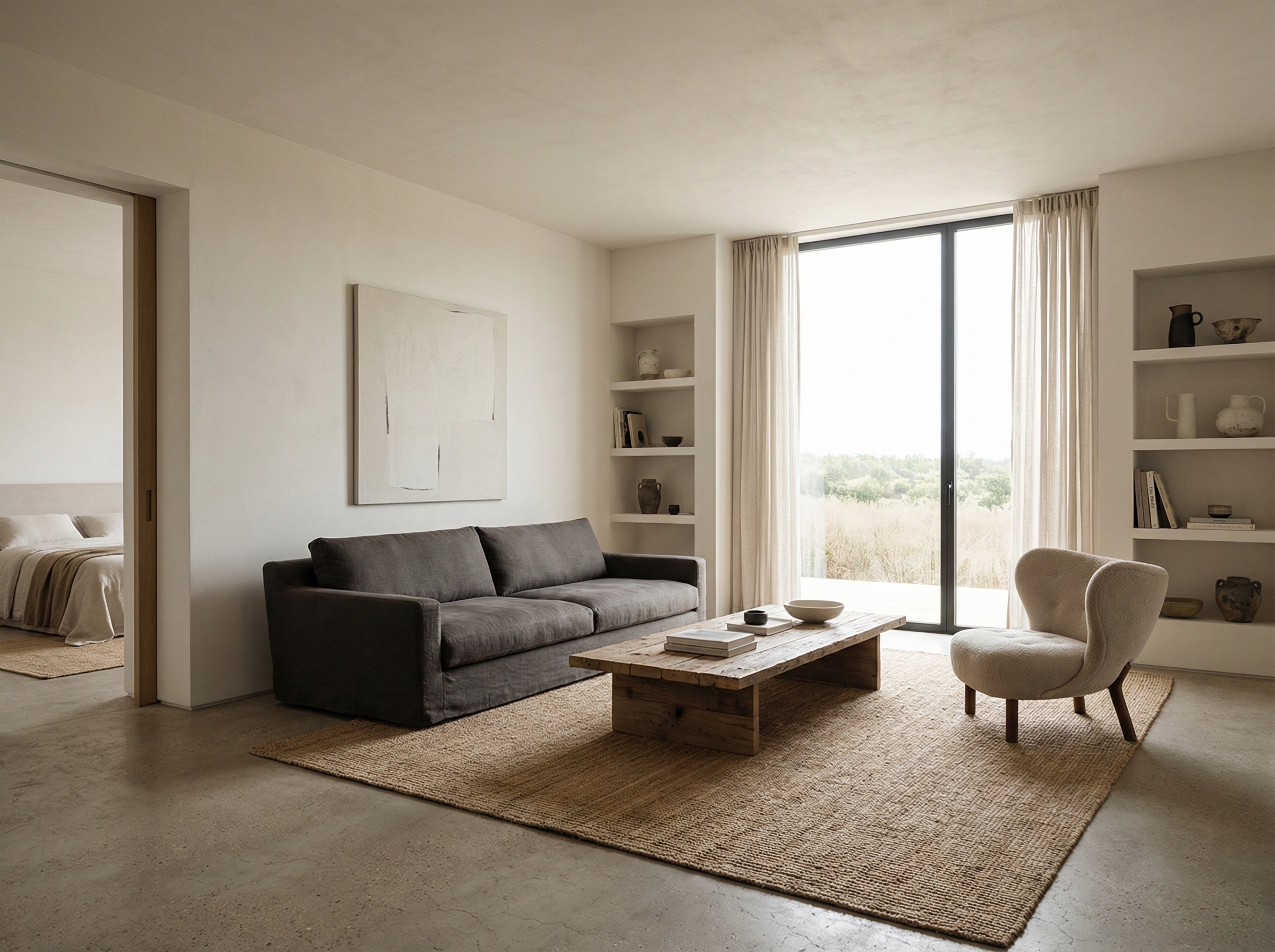 Дизайн гостиной в стиле Минимализм — фото интерьера от нейросети RoomGPT