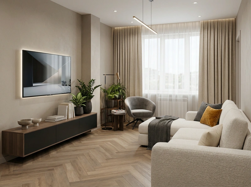 Дизайн гостиной в стиле Контемпорари — фото интерьера от нейросети RoomGPT