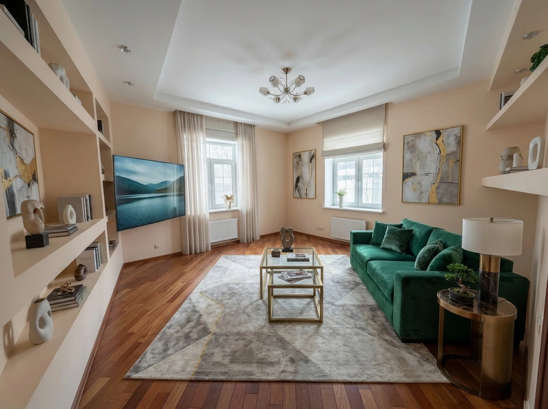 Дизайн гостиной в стиле Контемпорари — фото интерьера от нейросети RoomGPT