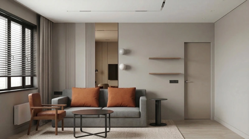 Дизайн интерьера в стиле Минимализм — Гостиная от нейросети RoomGPT