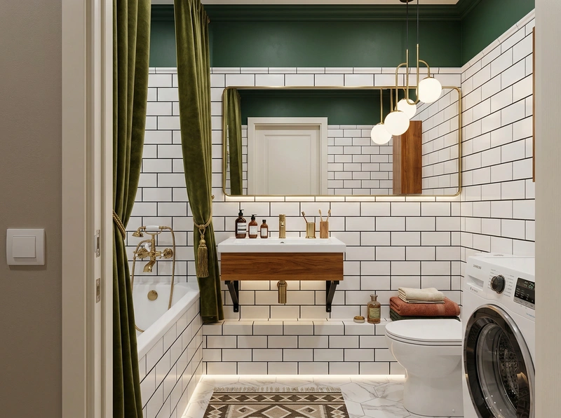 Дизайн интерьера в стиле Эклектика — Ванная от нейросети RoomGPT