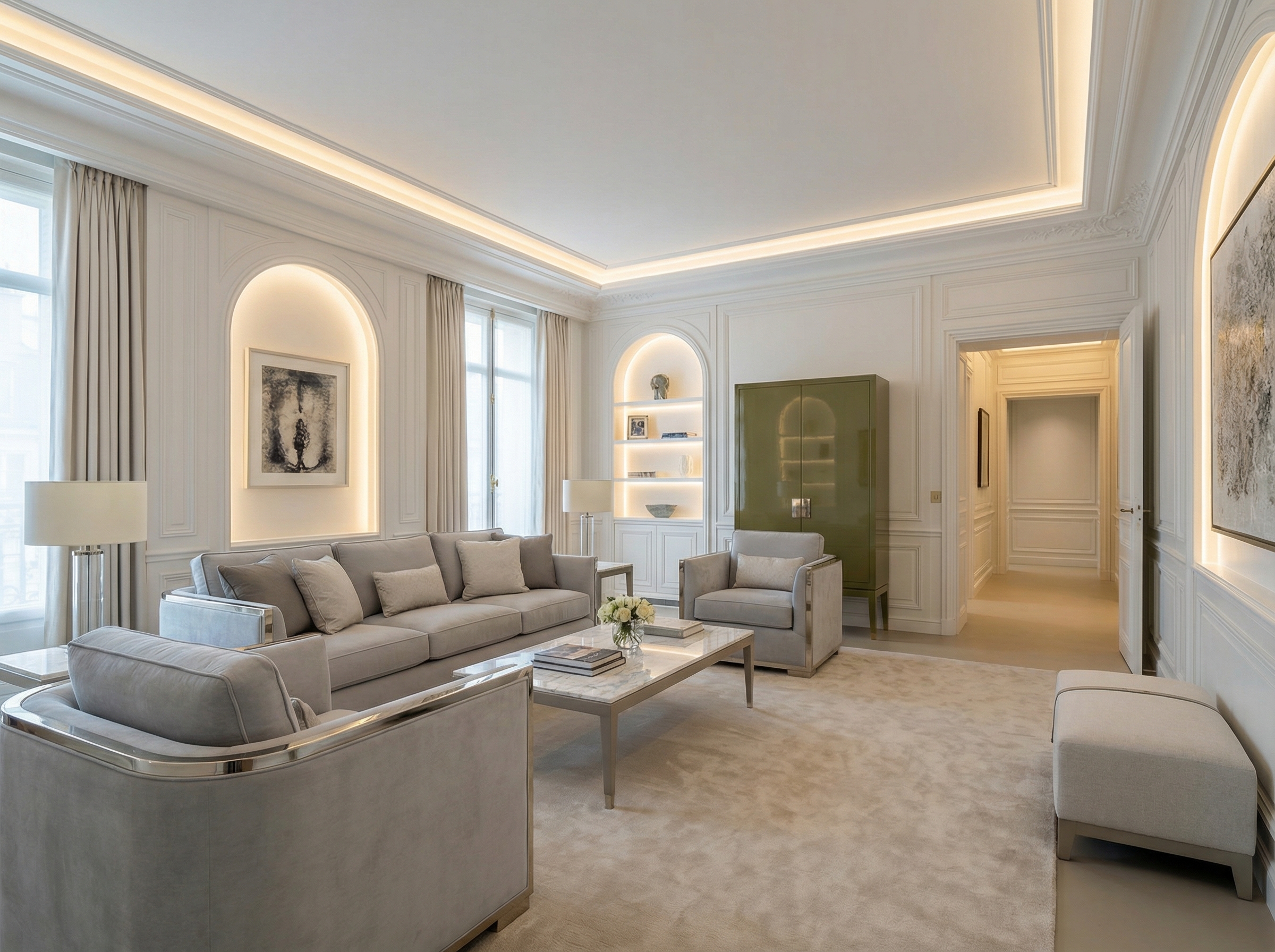 Дизайн гостиной в стиле Классика — фото интерьера от нейросети RoomGPT