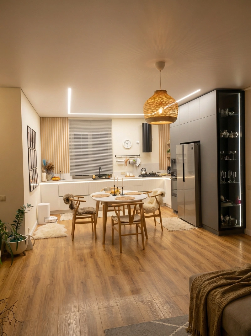 Дизайн интерьера в стиле Хюгге — Кухня от нейросети RoomGPT