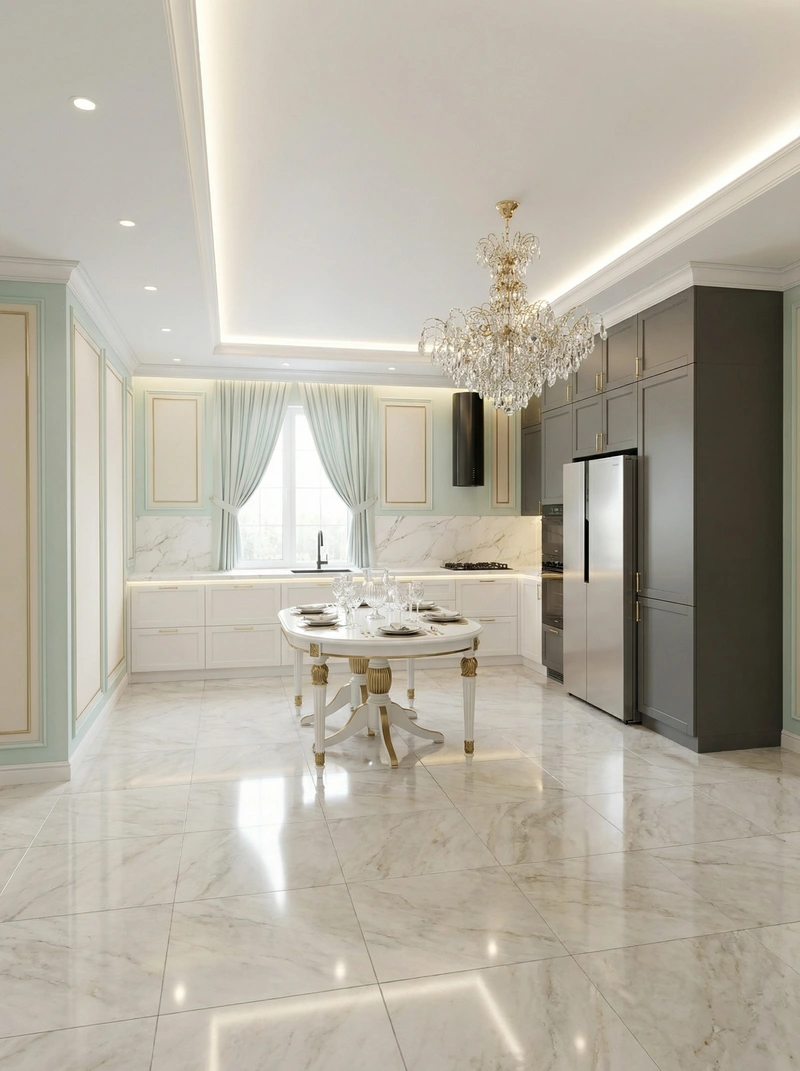 Дизайн интерьера в стиле Неоклассика — Кухня от нейросети RoomGPT