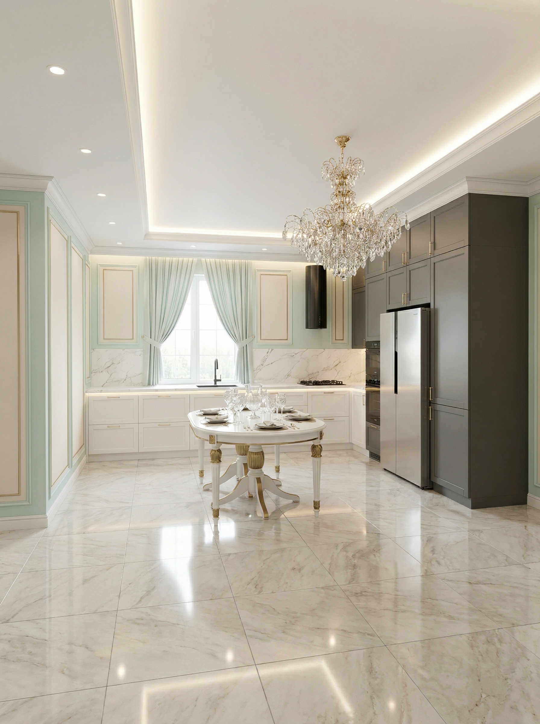 Дизайн кухни в стиле Неоклассика — фото интерьера от нейросети RoomGPT