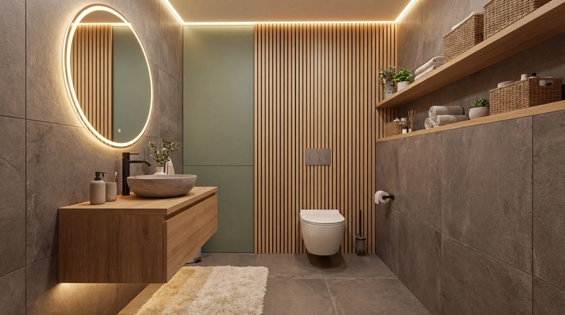 Дизайн ванной в стиле Хюгге — фото интерьера от нейросети RoomGPT