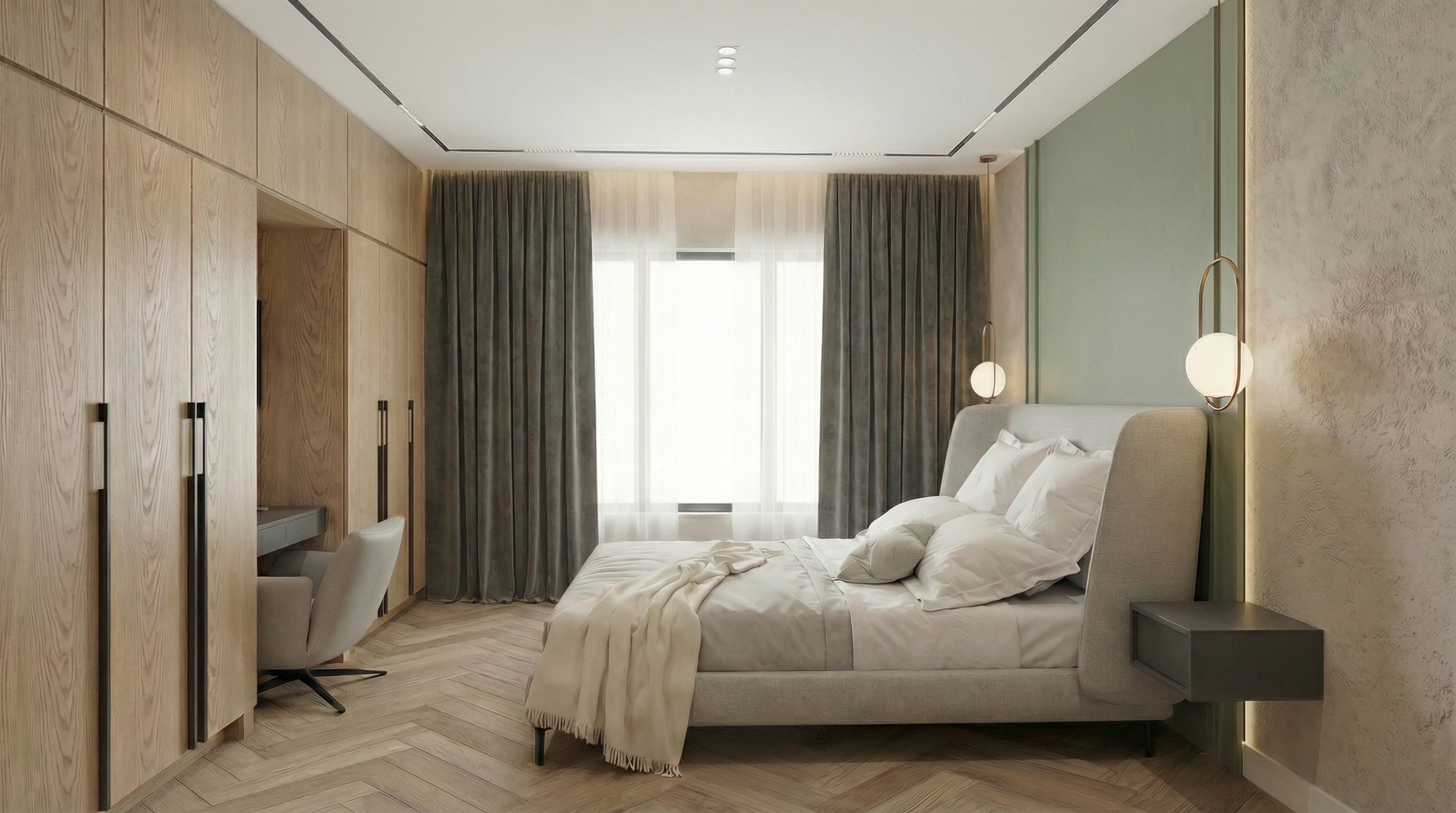 Дизайн спальни в стиле Контемпорари — фото интерьера от нейросети RoomGPT