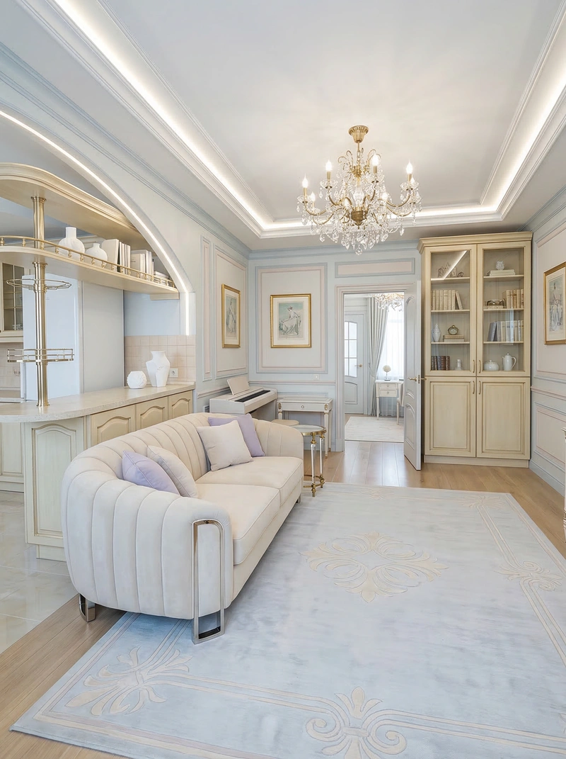 Дизайн интерьера в стиле Неоклассика — Гостиная от нейросети RoomGPT