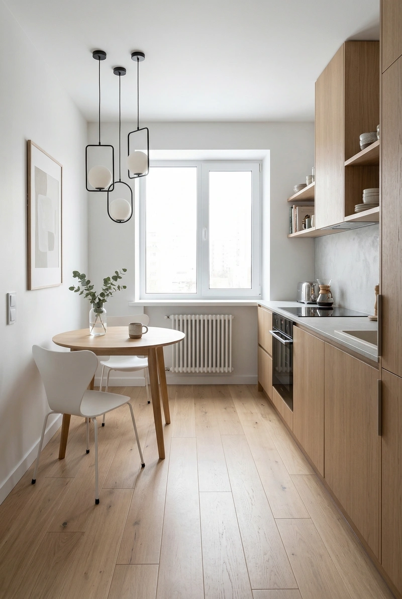 Дизайн кухни в стиле Сканди — фото интерьера от нейросети RoomGPT