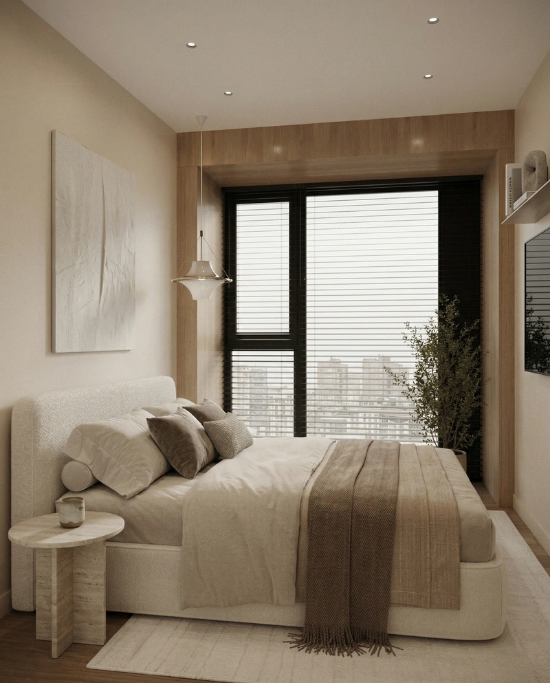 Дизайн спальни в стиле Минимализм — фото интерьера от нейросети RoomGPT