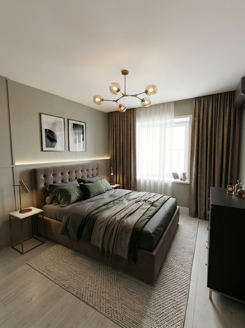 Дизайн интерьера в стиле Контемпорари — Спальня от нейросети RoomGPT