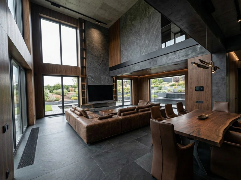 Дизайн гостиной в стиле Блэктэк — фото интерьера от нейросети RoomGPT