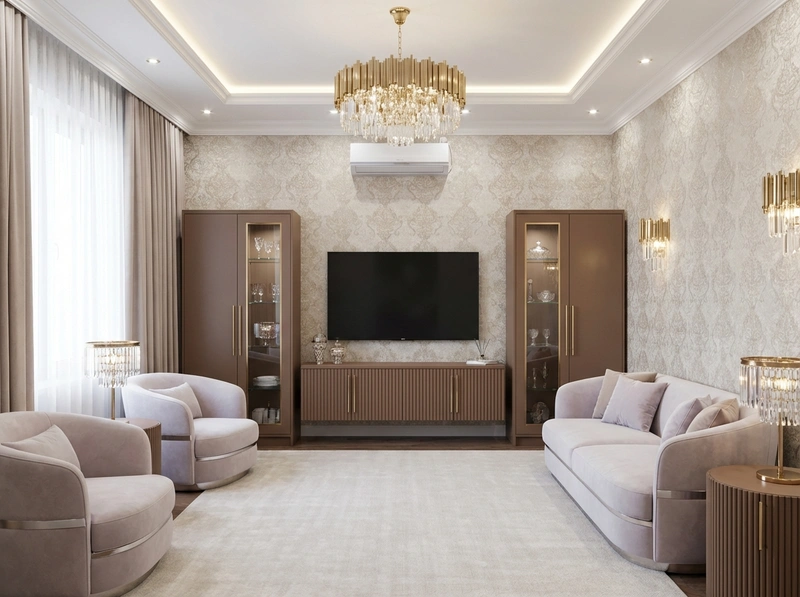 Дизайн интерьера в стиле Неоклассика — Гостиная от нейросети RoomGPT