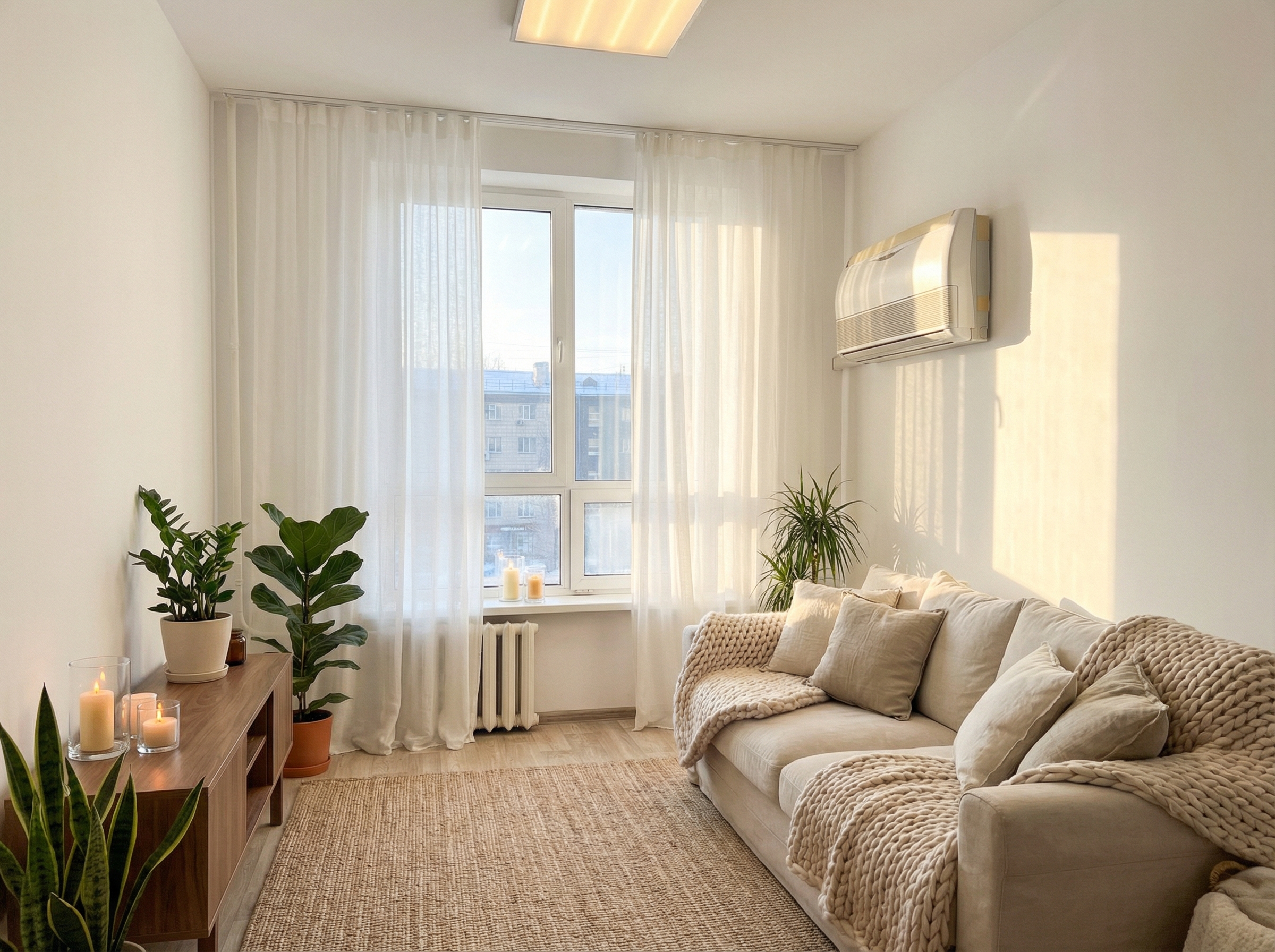 Дизайн гостиной в стиле Хюгге — фото интерьера от нейросети RoomGPT