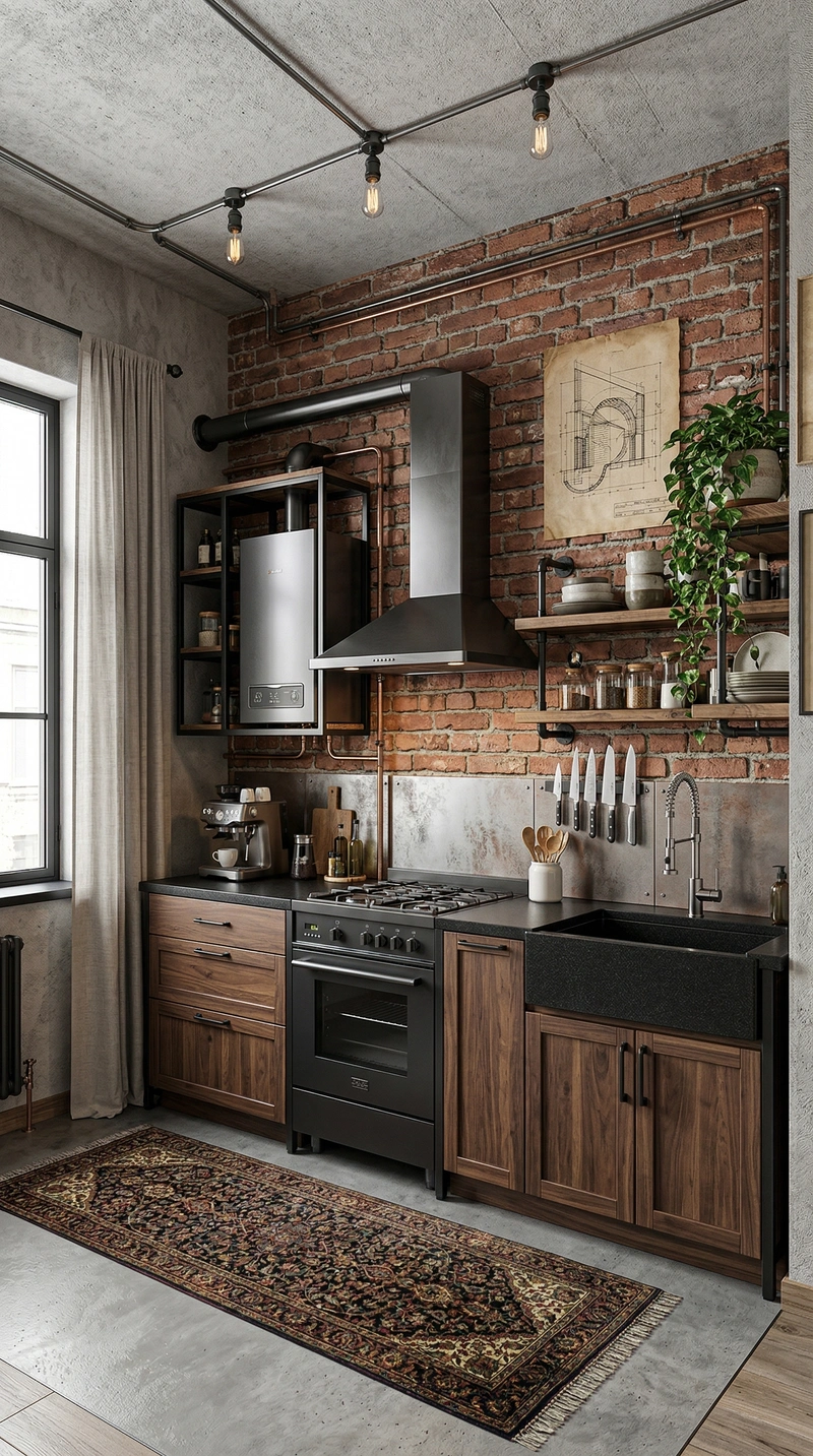 Дизайн кухни в стиле Лофт — фото интерьера от нейросети RoomGPT