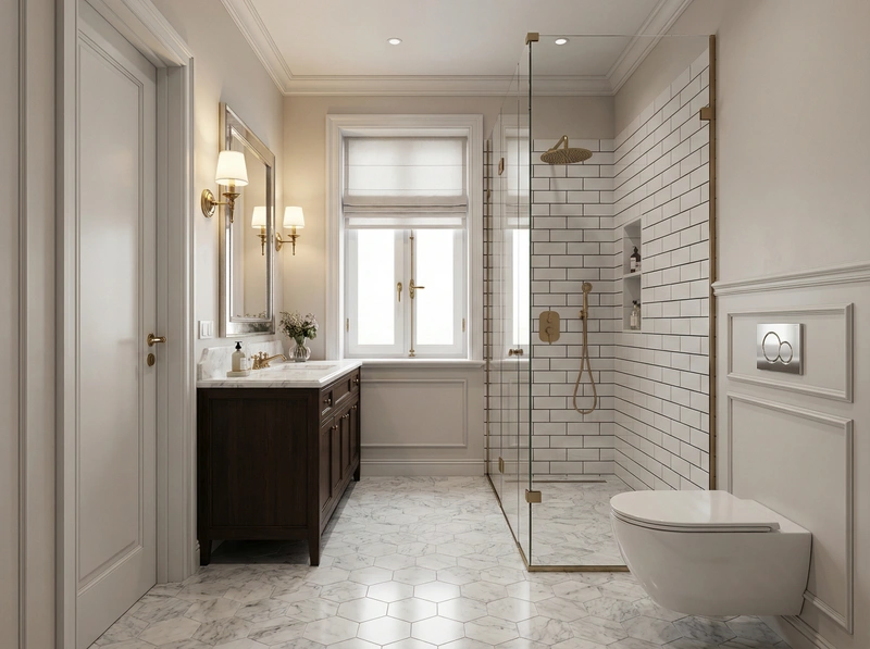Дизайн интерьера в стиле Классика — Ванная от нейросети RoomGPT