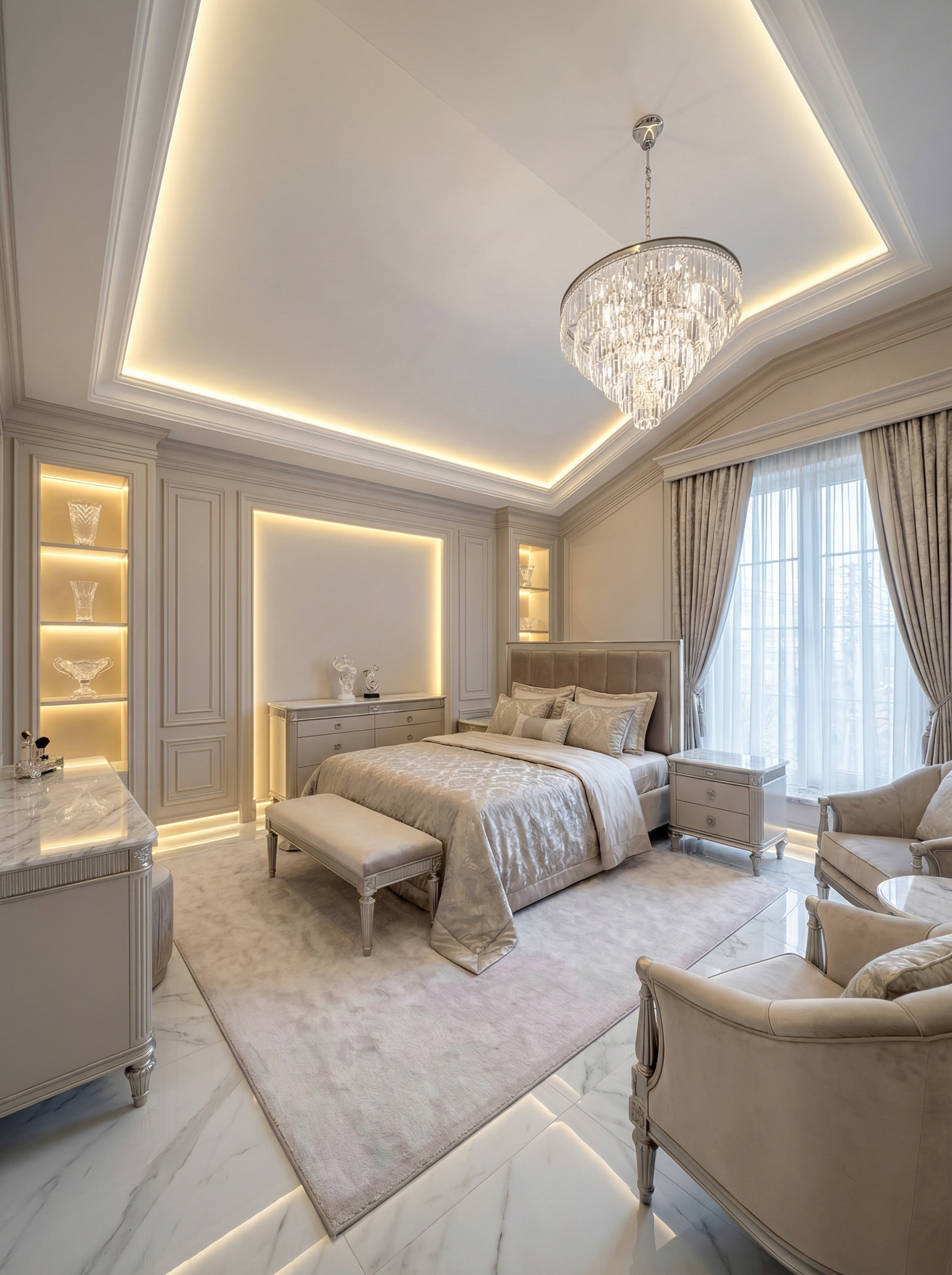 Дизайн спальни в стиле Классика — фото интерьера от нейросети RoomGPT