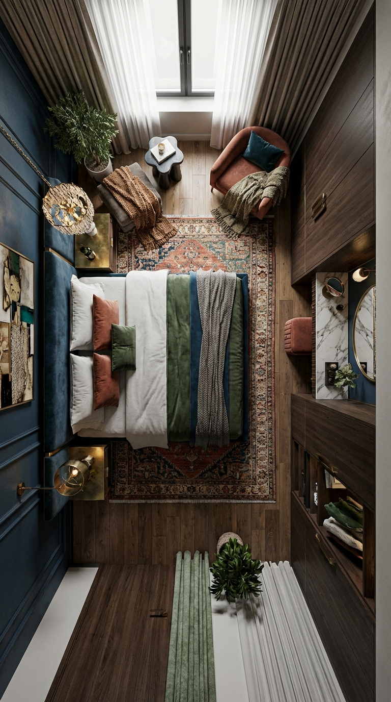 Дизайн спальни в стиле Эклектика — фото интерьера от нейросети RoomGPT