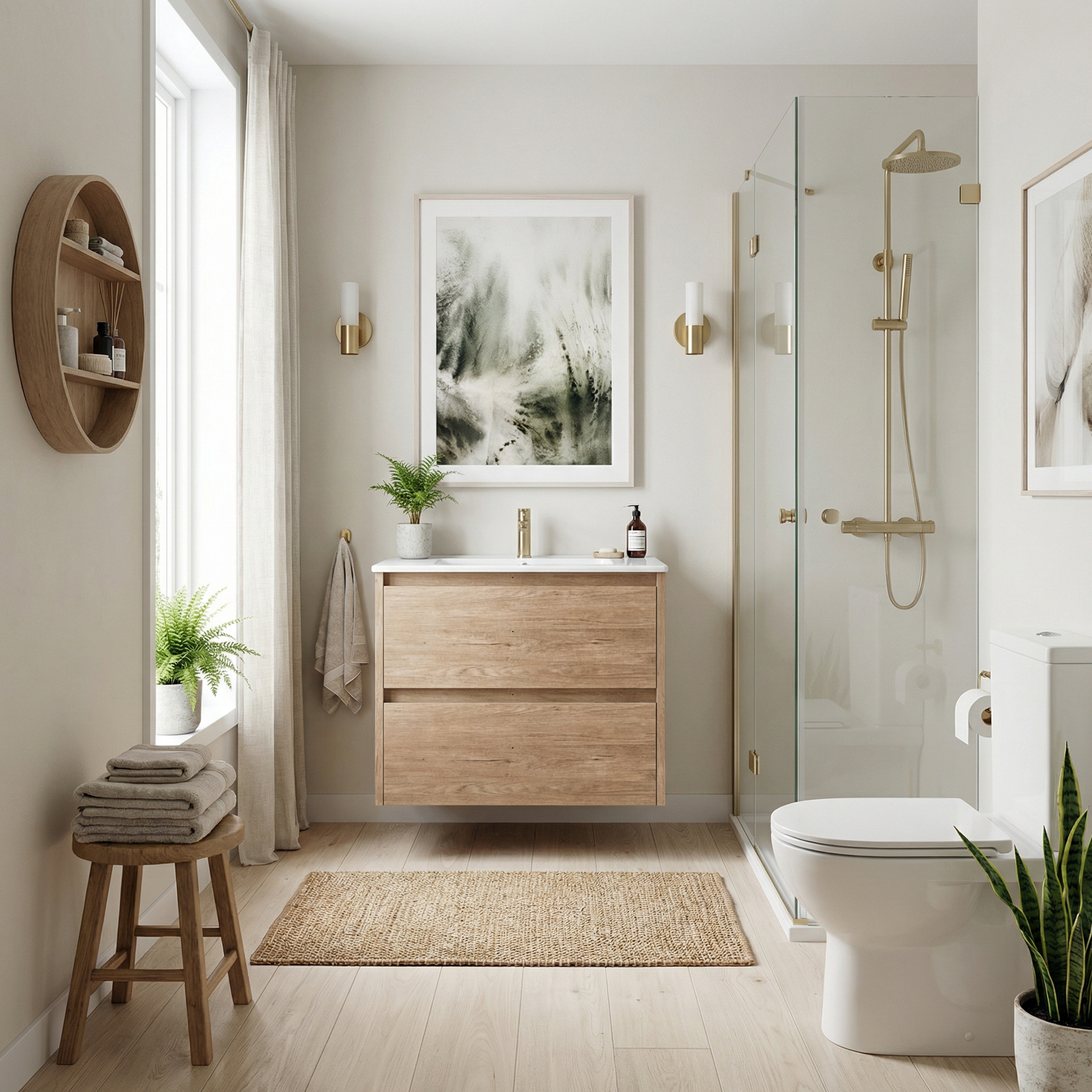 Дизайн ванной в стиле Сканди — фото интерьера от нейросети RoomGPT