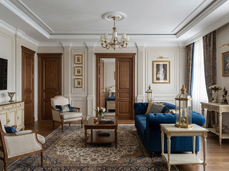Дизайн интерьера в стиле Классика — Гостиная от нейросети RoomGPT