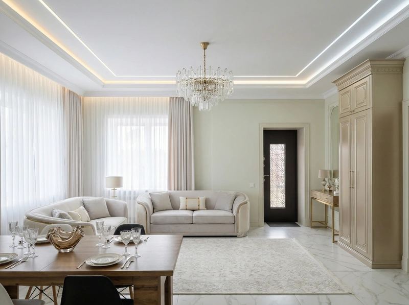 Дизайн гостиной в стиле Неоклассика — фото интерьера от нейросети RoomGPT