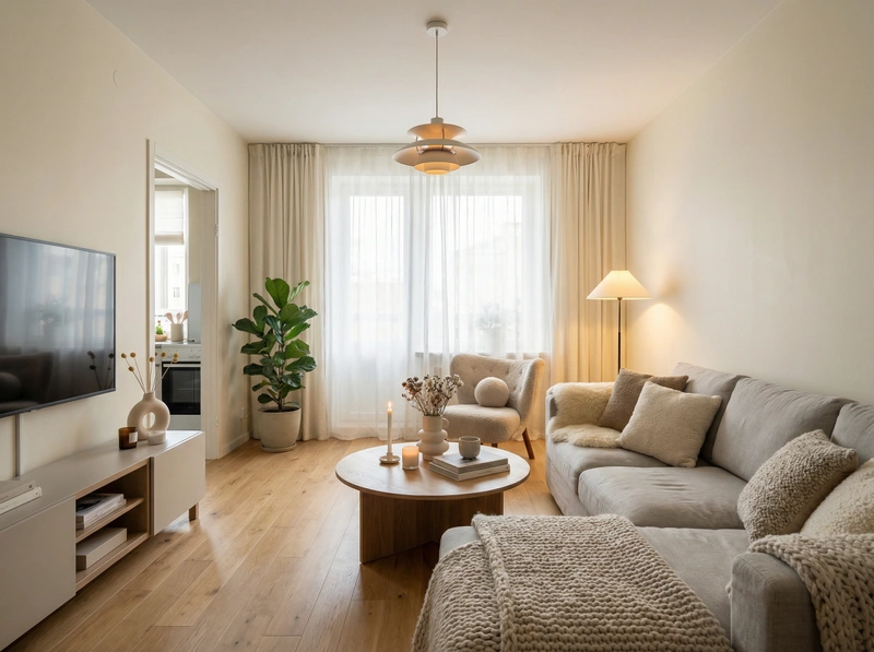 Дизайн интерьера в стиле Хюгге — Гостиная от нейросети RoomGPT