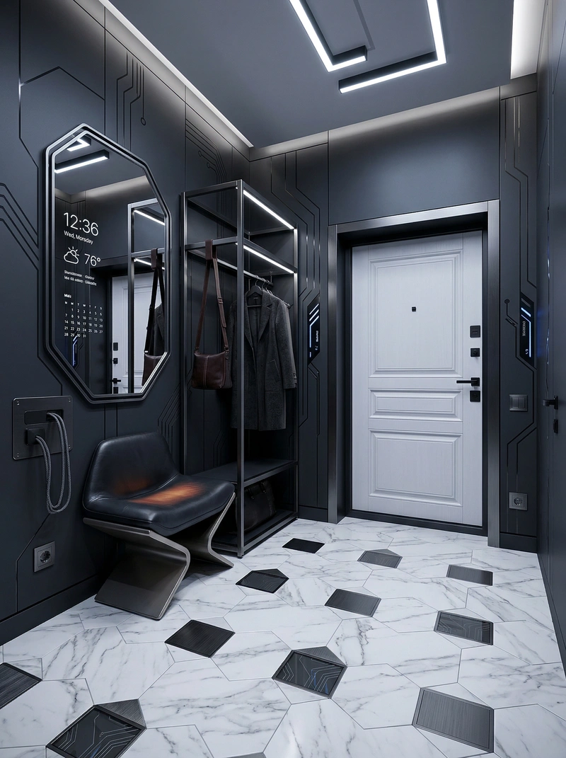 Дизайн интерьера в стиле Блэктэк — Прихожая от нейросети RoomGPT